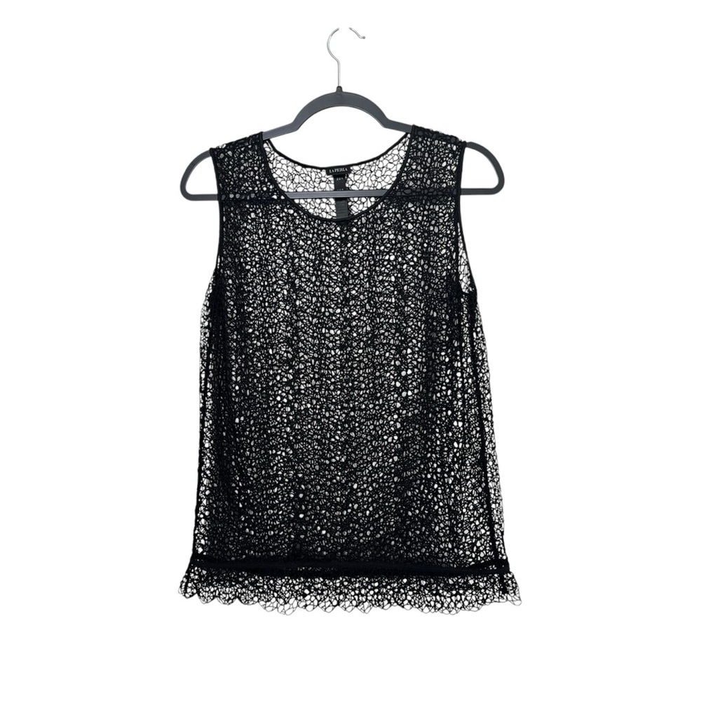 La Perla Italy Sheer Lace Tank Top Scalloped Hem Quiet Luxury Size 4